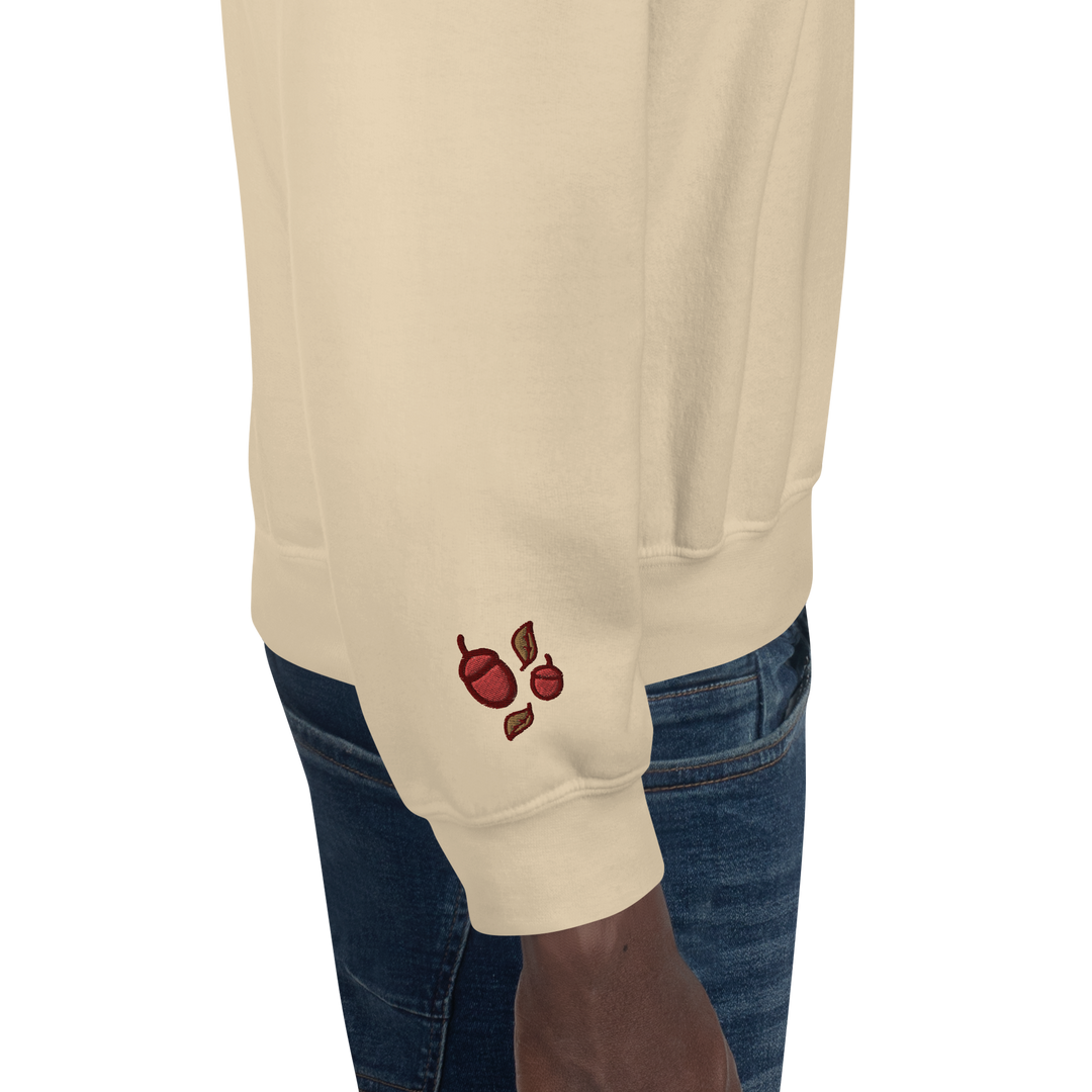 Left Embroidered Pocket Mushroom and sleeves Unisex Sweatshirt Cozy Vibes