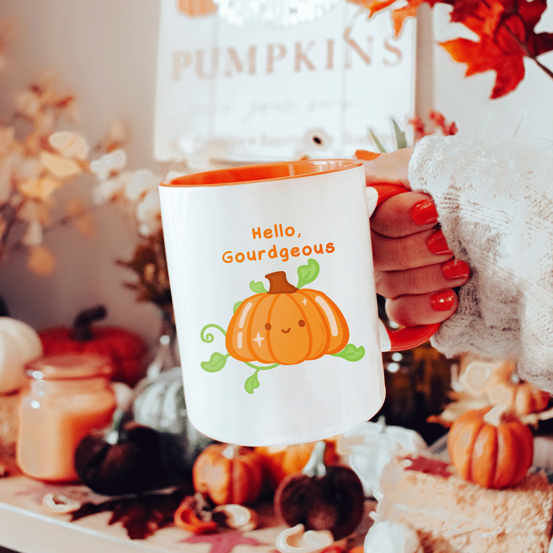 Patchy the Pumpkin Hello Gourdgeous Mug with Color Inside Orange
