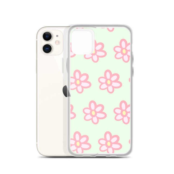 Kawaii Pink Blossom Phone Case Green