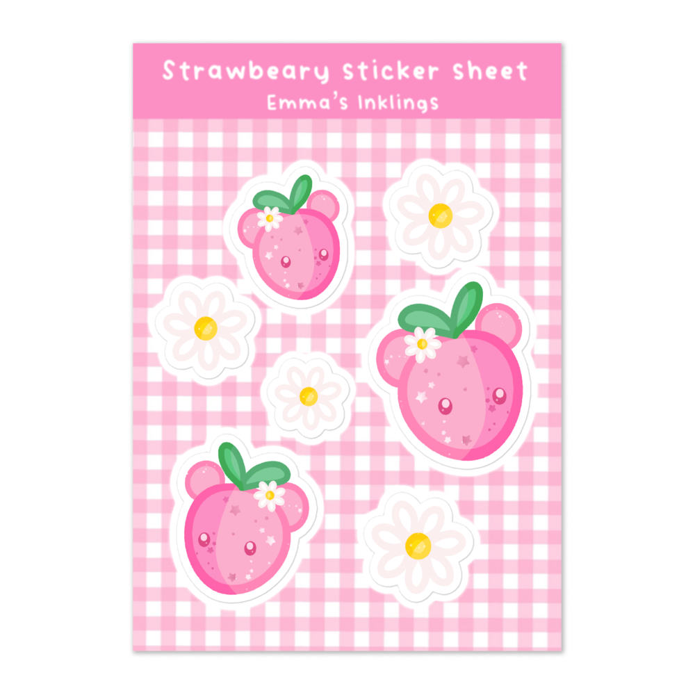 Strawbeary Sticker sheet - Emma's Inklings