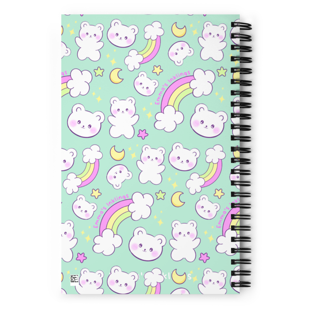Dreamy Bears Spiral Notebook Pale Green - Emma's Inklings