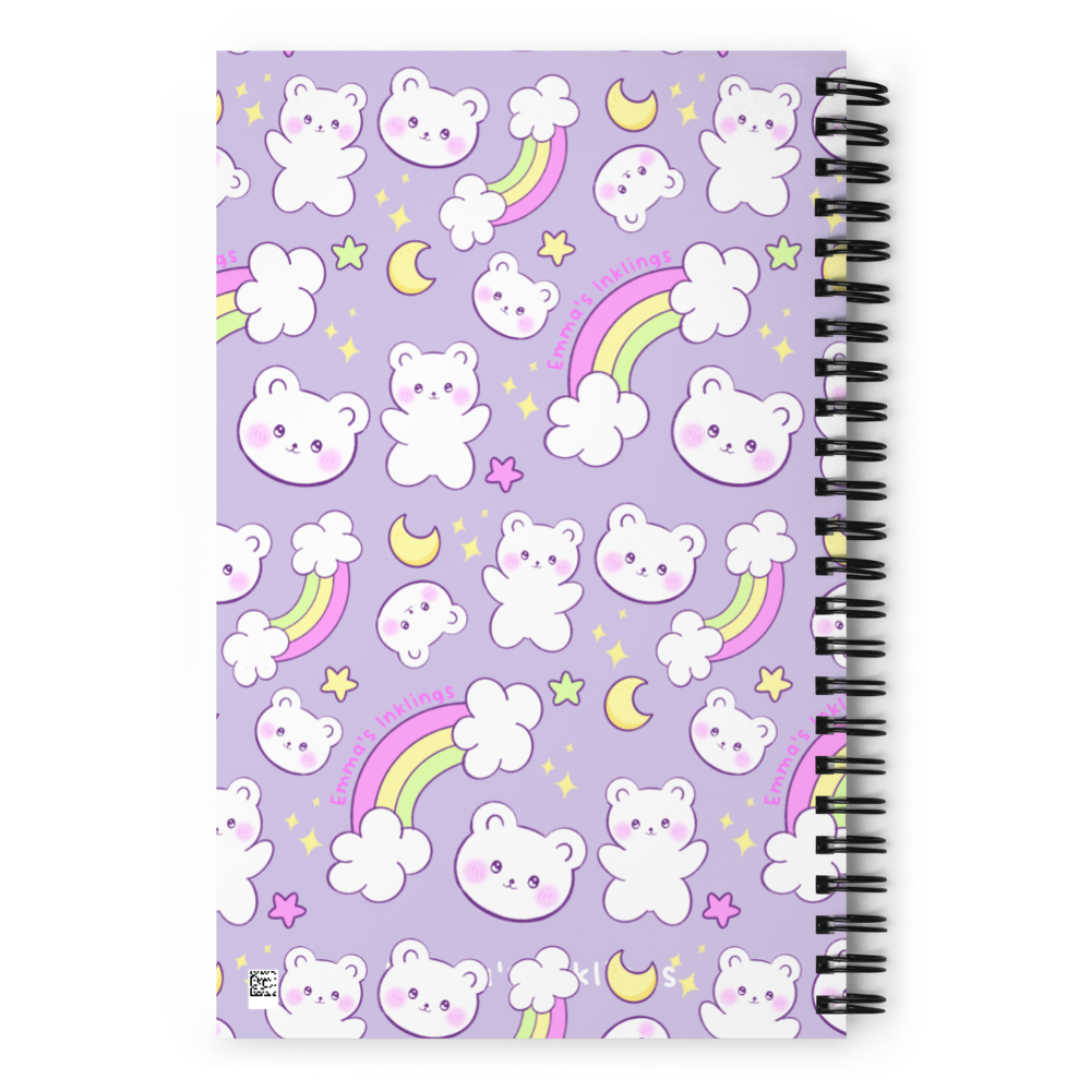 Dreamy Bears Spiral Notebook Lavender - Emma's Inklings