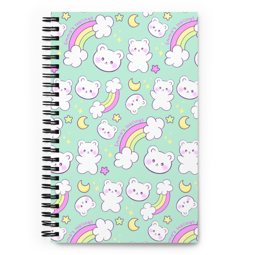 Dreamy Bears Spiral Notebook Pale Green - Emma's Inklings