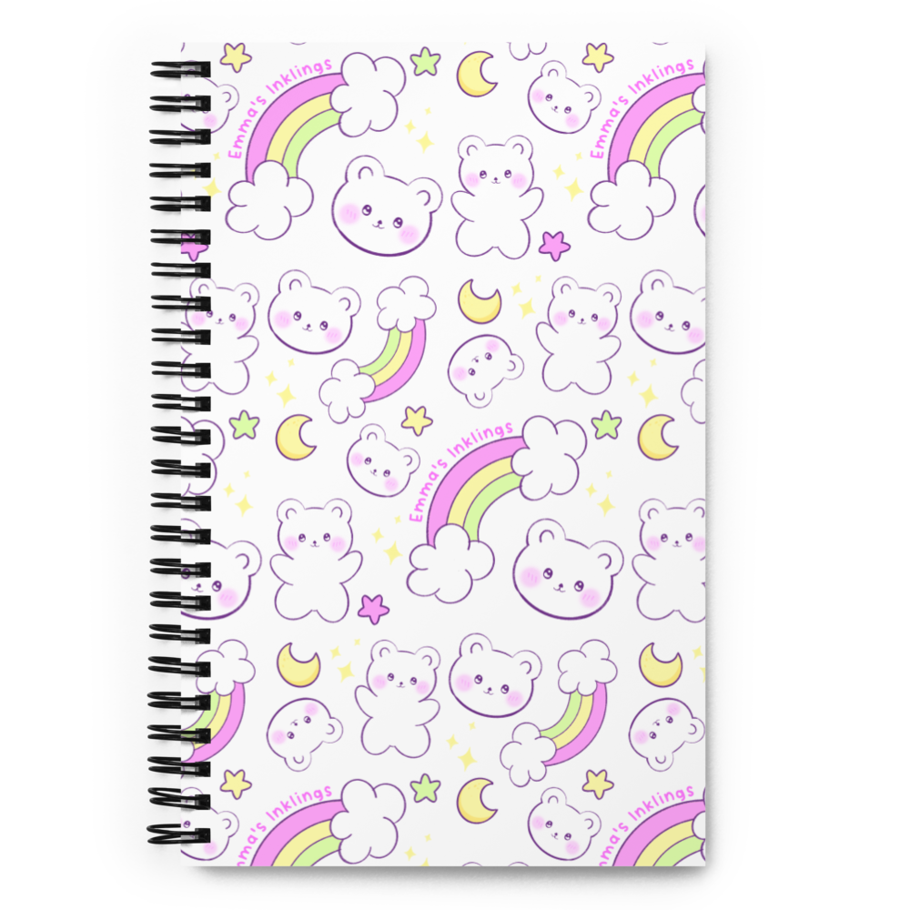 Dreamy Bears Spiral Notebook White - Emma's Inklings