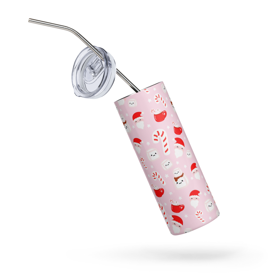 Candy Cane Christmas Stainless steel tumbler Pink