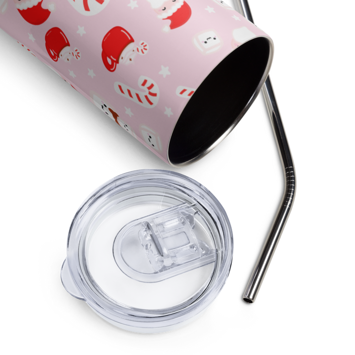 Candy Cane Christmas Stainless steel tumbler Pink