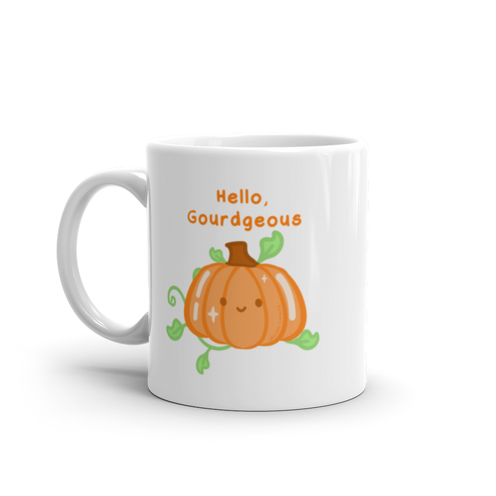 Patchy the Pumpkin Hello, Gourdgeous White glossy mug