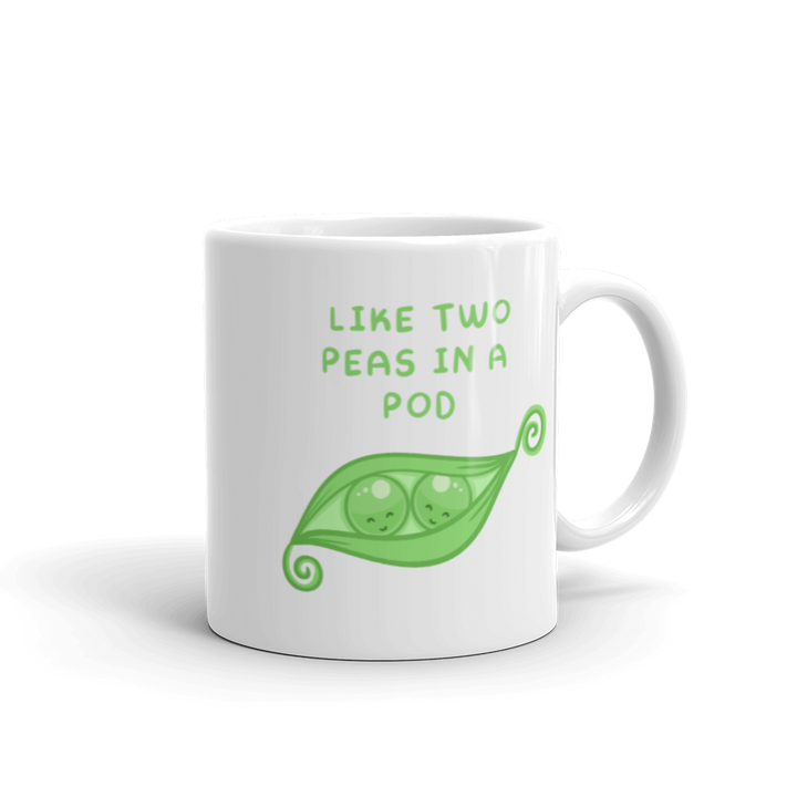 Like two peas in a pod white glossy mug