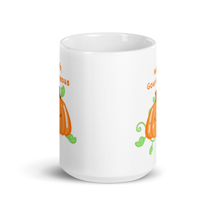 Patchy the Pumpkin Hello, Gourdgeous White glossy mug