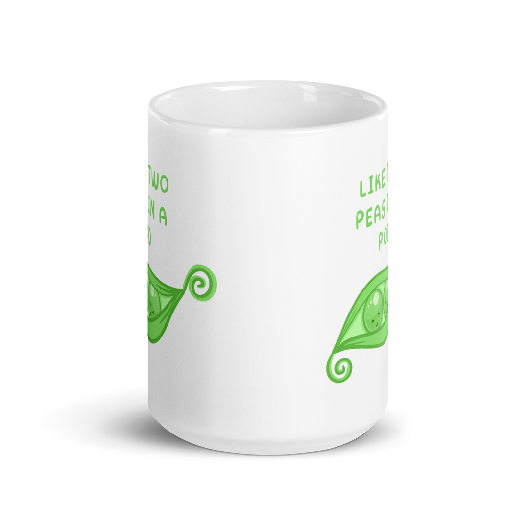 Like two peas in a pod white glossy mug