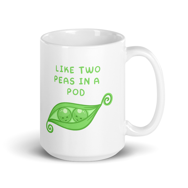 Like two peas in a pod white glossy mug